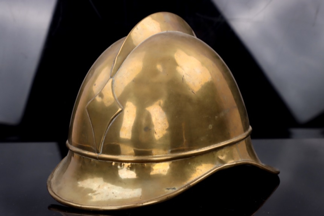 Fire brigade helmet from brass