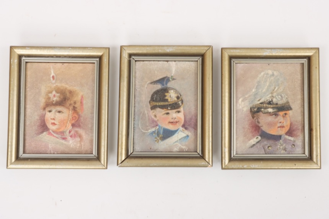 3 + Paintings from childrens in imperial uniforms