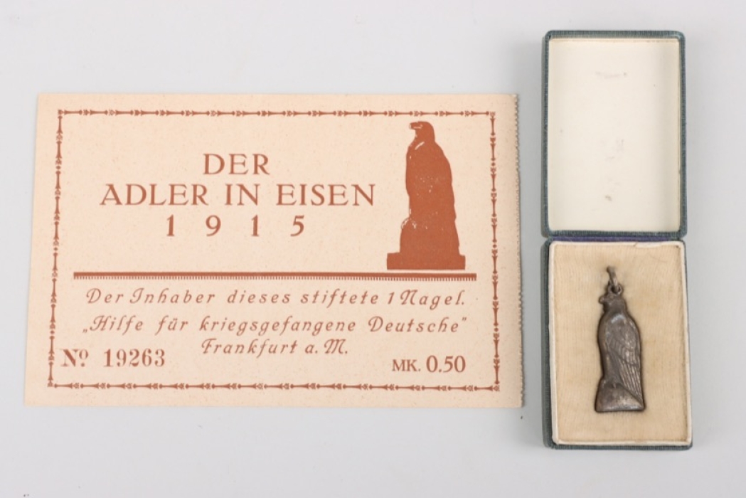 WWI "Der Adler in Eisen 1915" pendant with donation certificate
