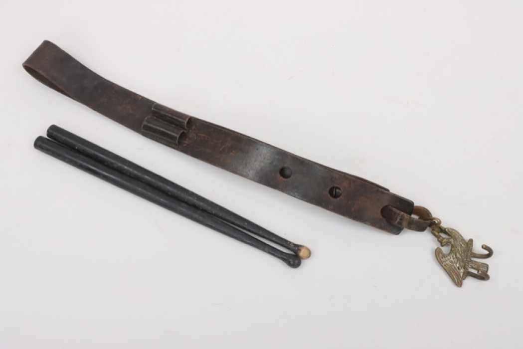 Prussian drum hanger with belt and sticks