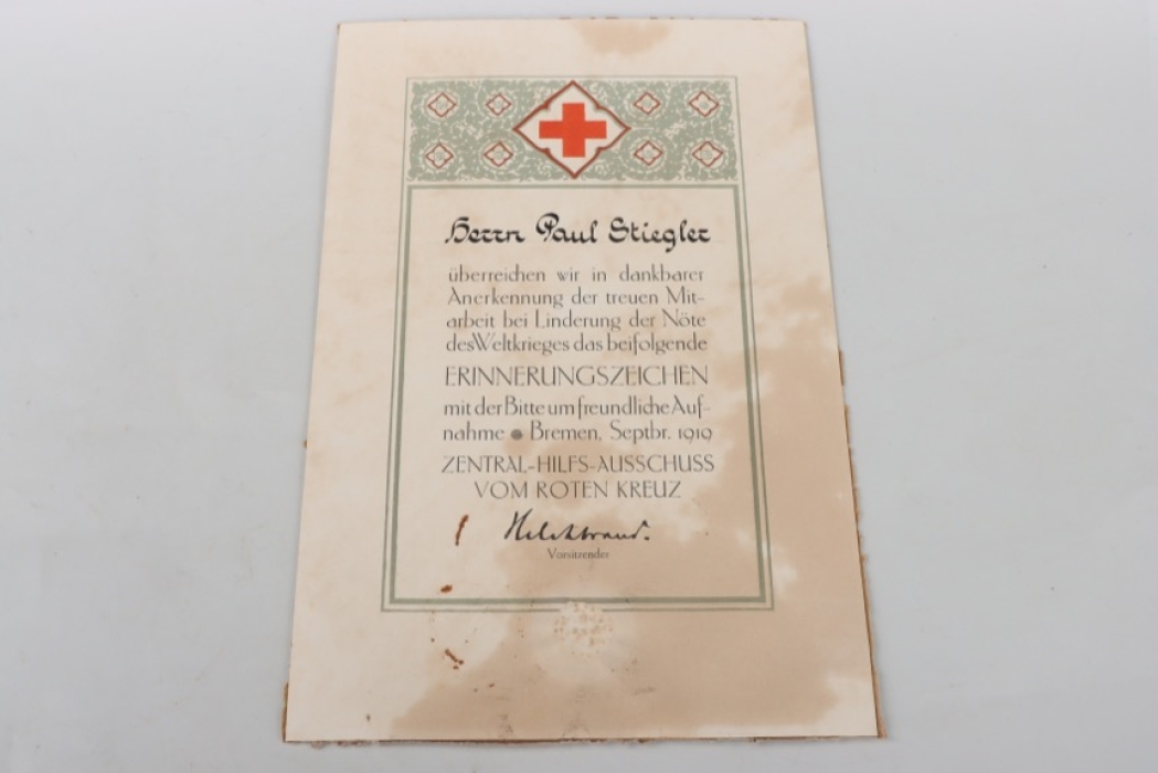 Bremen - Erinnerungszeichen Rotes Kreuz Certificate