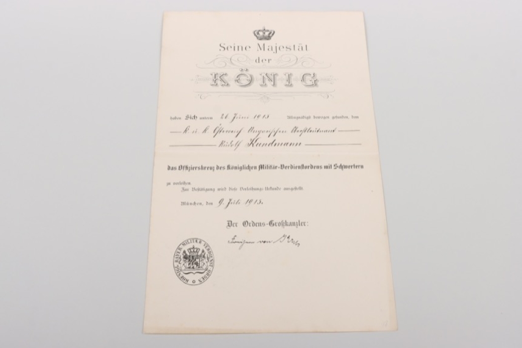 Bavaria - Offizierskreuz des königlichen Militär-Verdienstordens mit Schwertern certificate
