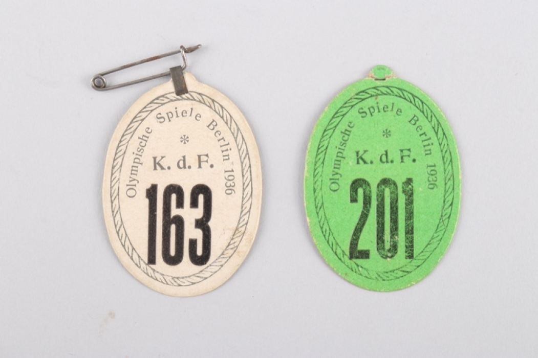 Olympic Games 1936 - K.d.F. paper tags