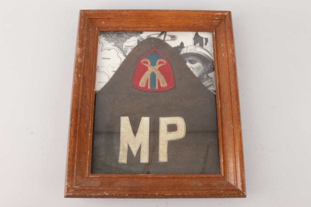 ARMY MP BRASSARD in Leather - framed with Unit Patch