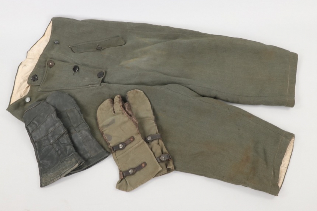 Wehrmacht/Waffen-SS winter trousers & 2 x mittens