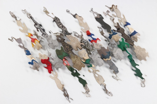 Collection of 17 miniature portepees & knots 
