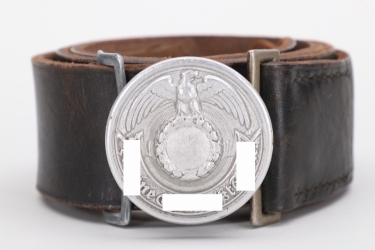 Denazified Waffen-SS officers field buckle & leather belt - OLC