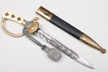 Engraved Third Reich luxury forestry hunting dagger - Eickhorn