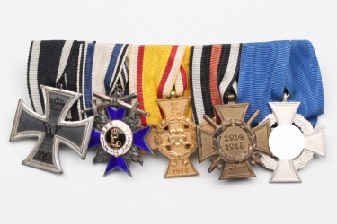Bavarian Military Merit Order 5-place medal bar