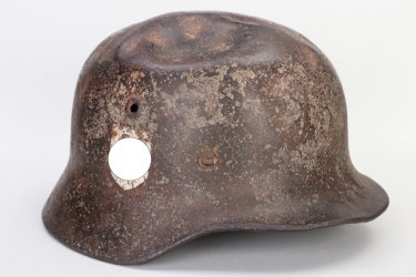 Waffen-SS M40 single decal helmet - found in Nowogard