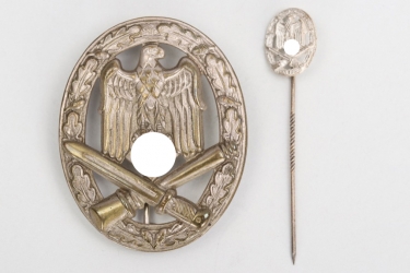 Olt. Hermann R. - General Assault Badge (tombak) with miniature