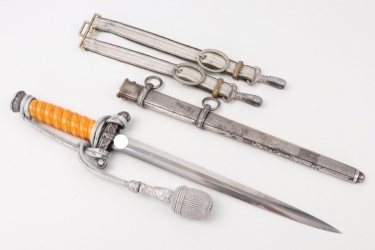 Heer engraved officer's dagger with hangers and portepee - A. Wingen