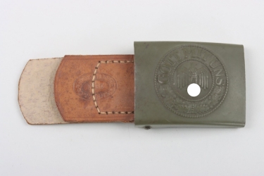 Heer EM/NCO field buckle with leather tab - never worn (Motz)