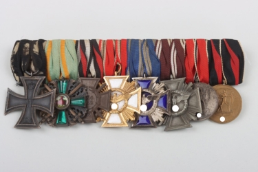 Important 8-place medal bar to an NSDAP Long Service Award in Gold recipient