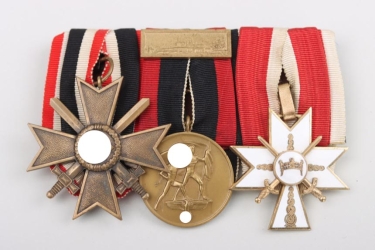 3-place medal bar with Order of the Crown of King Zvonimir