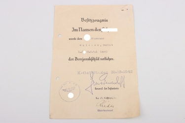 SS-T.J.R.1 certificate to Demyansk Shield