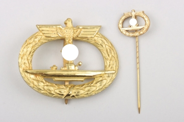 U-Boot War Badge with miniature - Schwerin (mint)