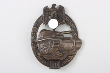 Tank Assault Badge 3rd Class "50" in Bronze "JFS"