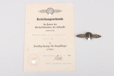 1./K.G.28 - Squadron Clasp for Bomber Pilots in Silver + Certificate