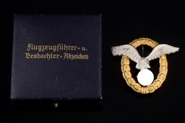 Luftwaffe Combined Pilot & Observer Badge in case - Assmann (narrow type)