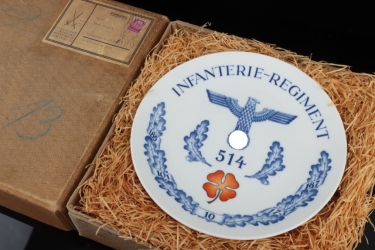 "Infanterie-Regiment 514" porcelain plate with shipping box - Meissen