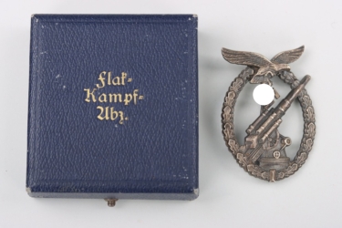 Luftwaffe Flak Badge with case - tombak (Brehmer)