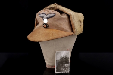 Luftwaffe winter fur cap with photo of the owner