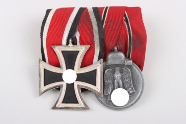 2-place medal bar - 1939 Iron Cross 2nd Class & East Medal