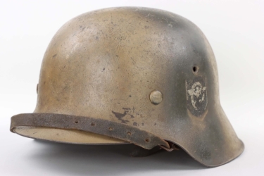 Police double decal camo M42 helmet