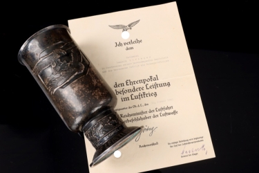 Hofbauer, Leopold - Luftwaffe Honor Goblet with certificate - Alpaka