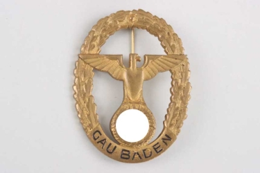 Gau Honor Badge Baden in Gold - FR. KLETT KARLSRUHE