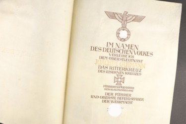 Oberstleutnant Joachim Gutmann - Award Document to the Knight's Cross of the Iron Cross