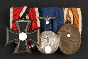 Medal bar with Iron Cross and Westwall Medal