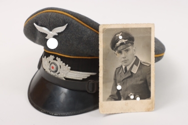 Uffz. Blätterbinder (10.Pz./SG77) -  Luftwaffe flying troops visor cap EM/NCO with photo proof