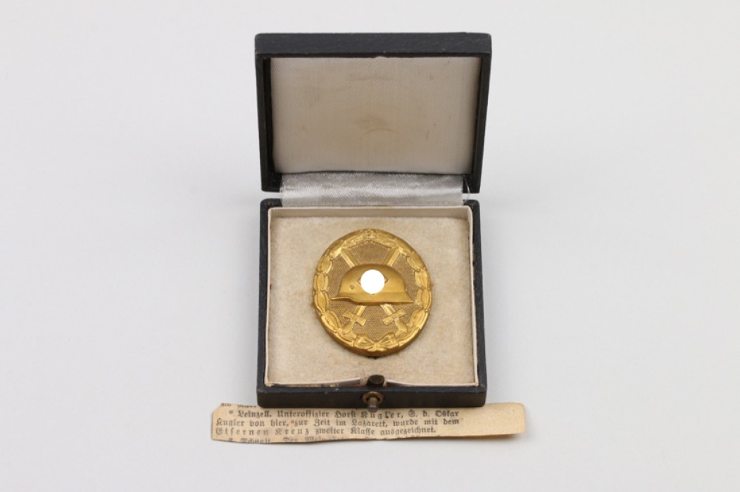 Wound Badge in gold (30) in case to Uffz.Kugler