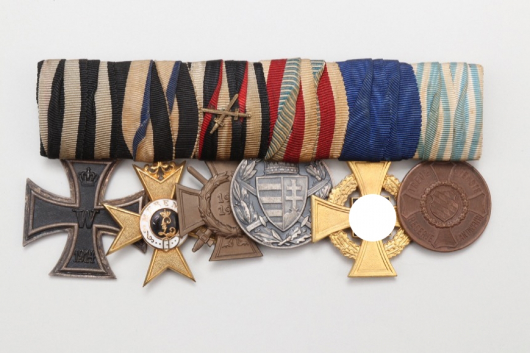 Third Reich 6 place medal bar to a Bavarian WW1 veteran