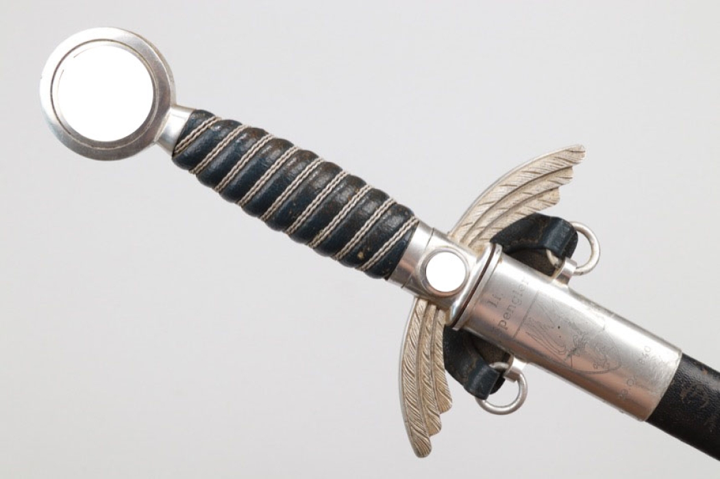 Engraved Luftwaffe sword to Lt. Spengler with hanger