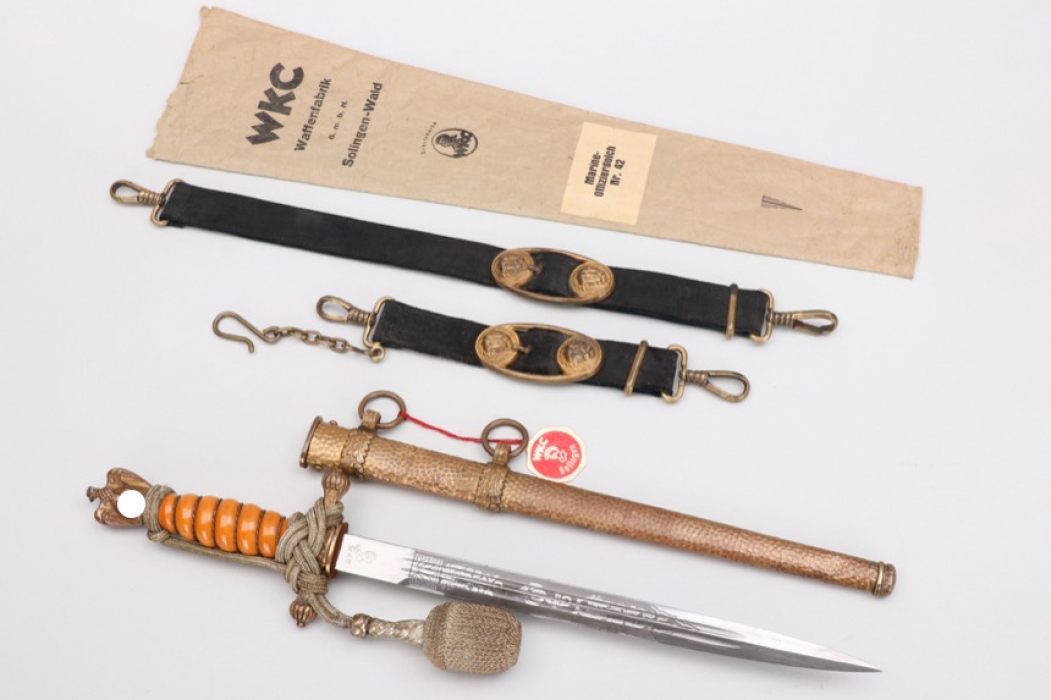 Kriegsmarine officer's dagger "WKC" with factory tag & bag