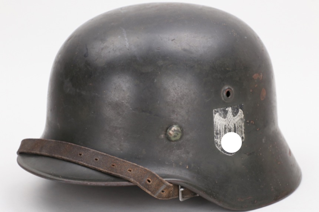 Heer M35 double decal helmet (Lt. Zeuscher named) - Q64