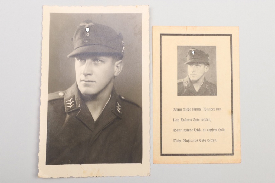 Luftwaffe portrait photo with cap badges & death card