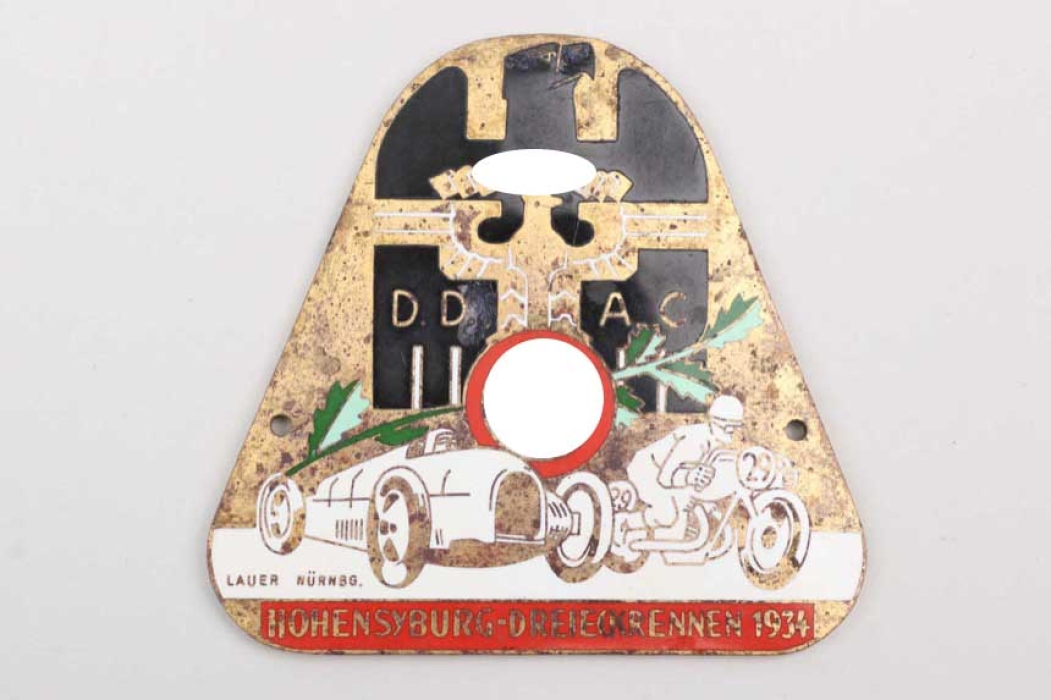 1934 DDAC/NSKK "Hohensyburg-Dreieckrennen" enamel plaque