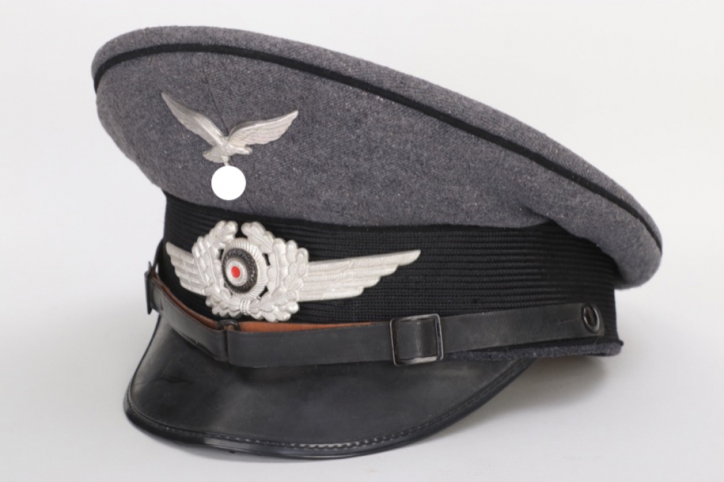 Luftwaffe Baupionier visor cap with SS chin strap - named