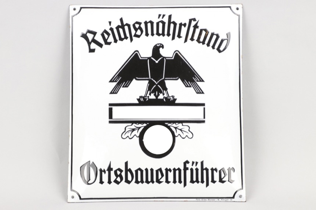 Reichsnährstand enamel sign "ORTSBAUERNFÜHRER"