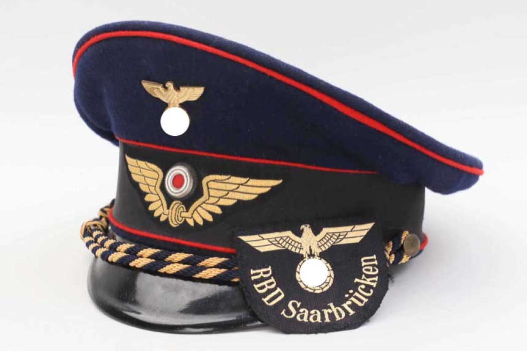 Reichsbahn official's visor cap with RBD Saarbrücken sleeve badge