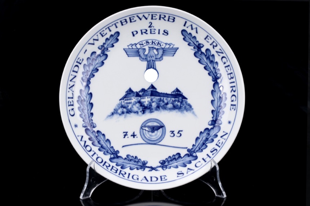 1935 NSKK Motorbrigade Sachsen porcelain plate - Meissen