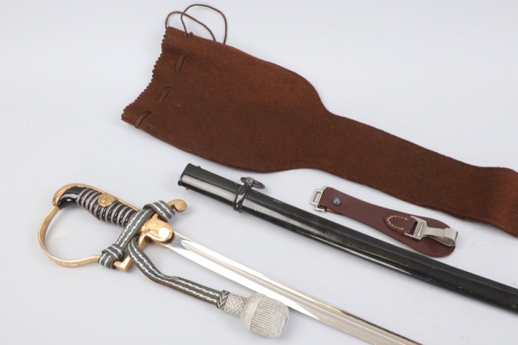 Heer officer's sabre (engraved) with bag, leather hanger & portepee - Eickhorn