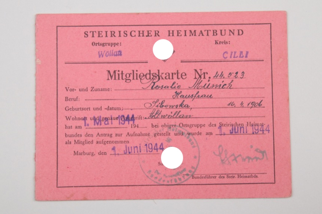 Steirischer Heimatbund membership card