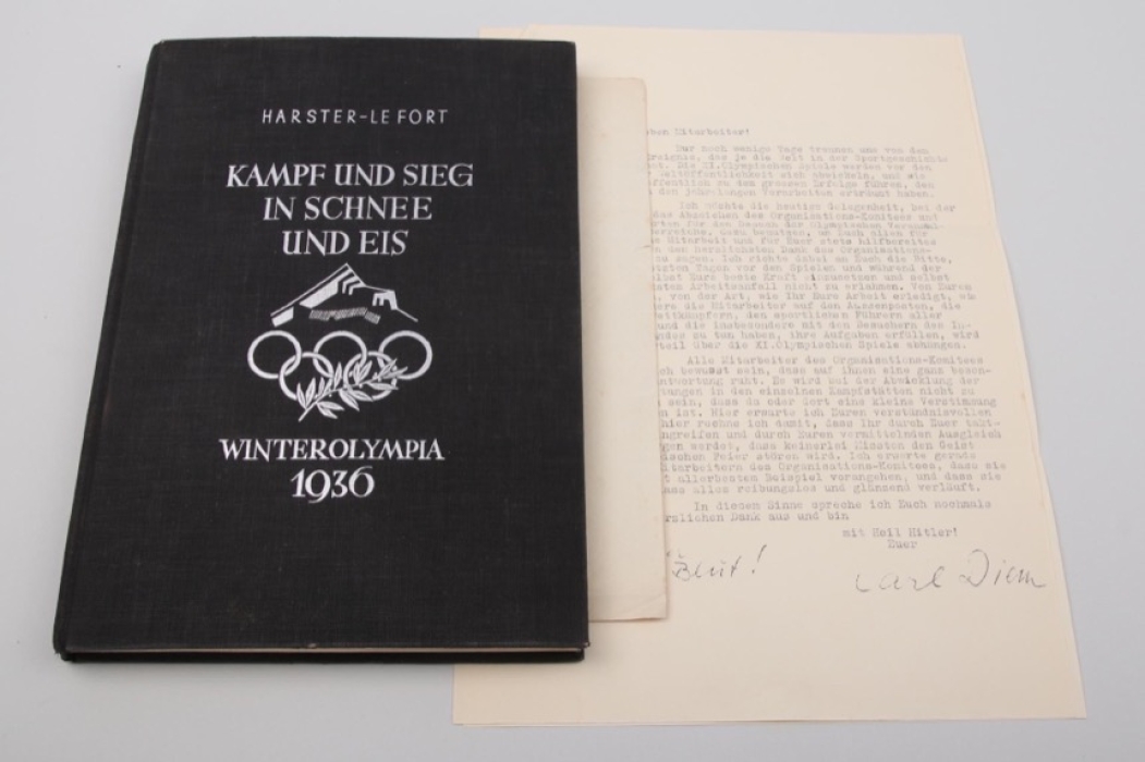 2 letters olympic organising committee Berlin + book Harster-Le Fort "Winterolympia 1936 "