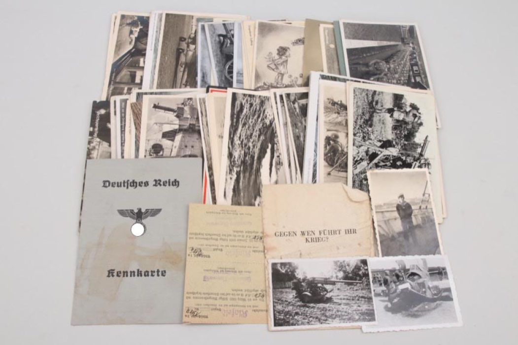 Lot of photos, postcards, documents & ID cards