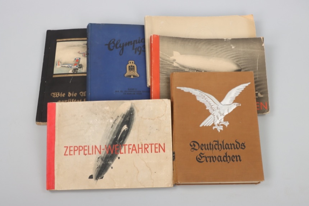 Lot of five cigarette card albums and the book "Deutschlands Erwachen"